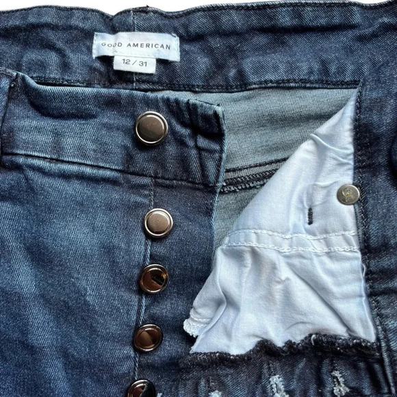 Good American Good Legs Skinny Jeans with Button Fly in Medium Dark Blue Wash 31 - Picture 10 of 13